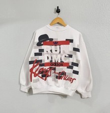 Vintage 80s Adidas Run DMC Sweatshirt Men's Size Medium Hip Hop Rap Rare White