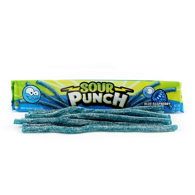 Sour Punch Straws, Sweet & Sour Flavored Soft, Chewy Candy, Tray, Blue Raspberry