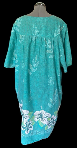 Anthony Richards MuuMuu House Dress Womens 4X Green Floral Pockets Tropical - Picture 5 of 9
