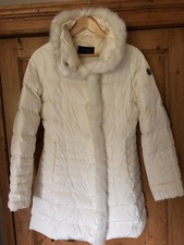 Georgio Armani Jeans White Fur Trim Padded Coat Size 42 10 Immaculate