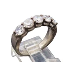 925 Sterling Silver  Vintage Minimalist 5 Round CZ Band Ring Sz 6.25  RG26884