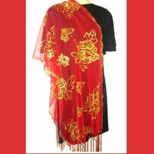 Velum Belly Dance Scarf Waisted Pareo Stole Sequins Bollywood Tribal