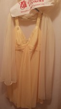 plus size davids bridal canary yellow dress. Embellished straps. Includes scarf