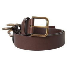 DOLCE & GABBANA Belt Brown Calf Leather Gold Metal Buckle s.95cm / 38in 680usd