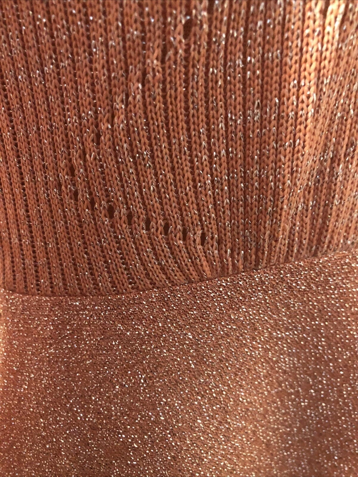 Maxi Vestido Disco Anfitriona De Colección Años 70 Rosa Plata Tejido Lúrex Manga Larga XS/S ILGWU Foto 2 de 4