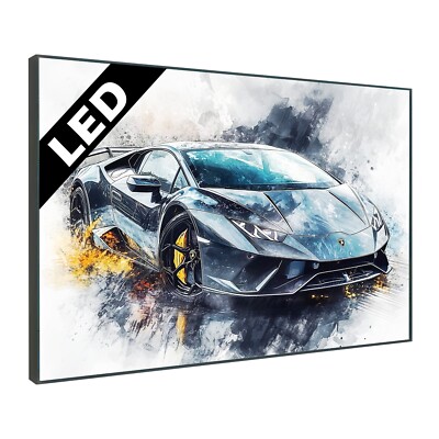 LED Leuchtbild - Auto Lamborghini Aventador - Leuchtendes Wandbild mit Rahmen