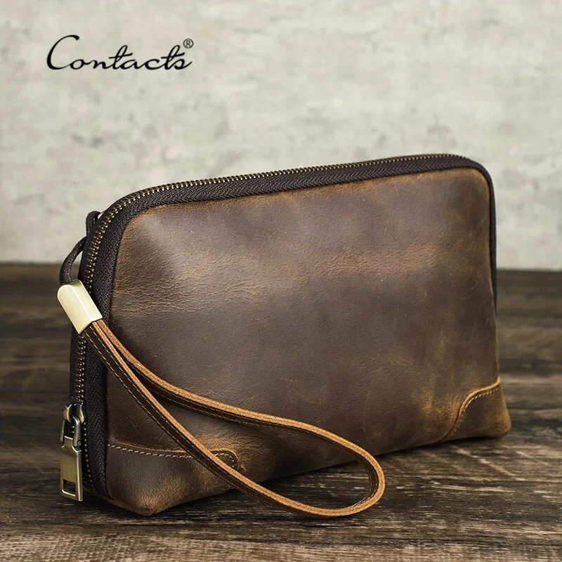 Pochette pour homme avec dragonne en cuir véritable