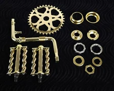 OG LOWRIDER HEART GOLD CRANK PACKAGE TWISTED PEDALS 20" CRUISER LOWRIDER BICYCLE