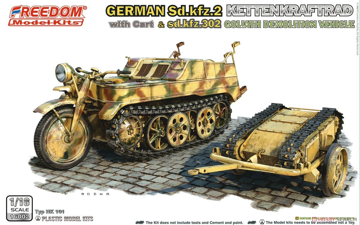 Freedom WW.II Sd.Kfz.2 Kettenkraftrad with Cart & Goliath