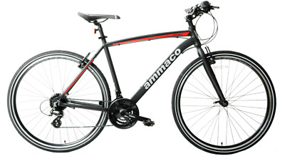 Ammaco Pathway X2 Herren Hybrid Fahrrad 700c Laufrad 19 Zoll Alu schwarz 24 Gang Fahrrad