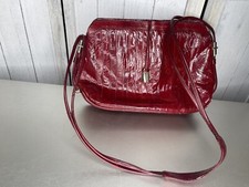 VTG Eel Skin Shoulder Handbag Red Leather Purse Shoulder Satchel Bag
