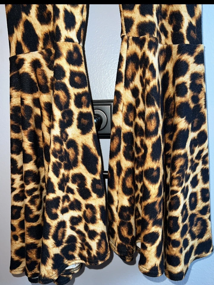 Girls Leopard Print Handmade Flare Bell Bottoms-Size 6-Worn Once - Image 2 of 3