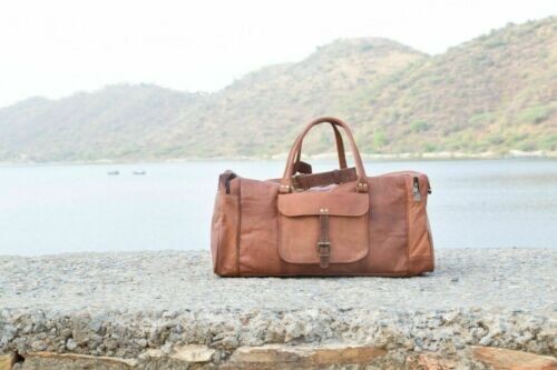 Sac de sport homme duffle bagage week-end neuf vintage cuir voyage gym