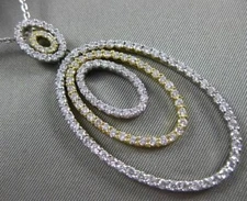ESTATE LARGE 2.21CT DIAMOND 14K WHITE & YELLOW GOLD TRIPLE OVAL FLOATING PENDANT