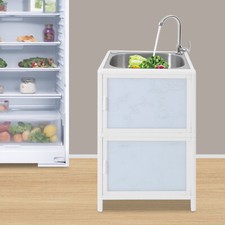 Single Bowl Kitchen Sink with Cabinet  Faucet Freestanding Utility Sink NEW