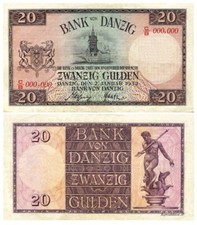 20 guldenów, banknot gdański, dwadzieścia guldenów, 1932, reprodukcja