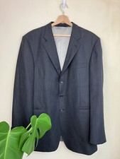 Aquascutum Blazer Jacket 44R Grey 3 Button Pure Wool Textured Mens