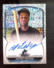 2023 Bowman Chrome Antony Peguero Prospect Speckle Auto /299 1st Miami Marlins