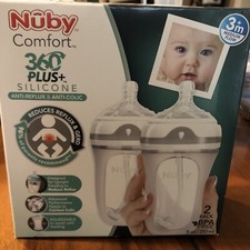 Nuby Comfort 360 Soft Silicone Anti Reflux Colic 8oz Baby Bottle 2 Pack BPA Free