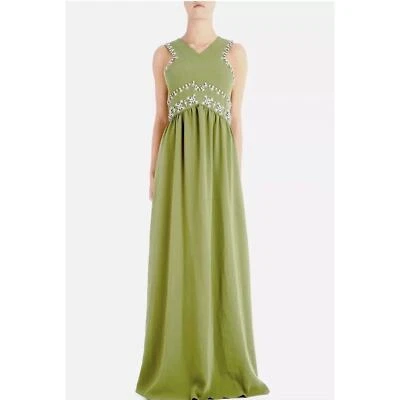 NWT 1795 $ TORY BURCH 'LUISA' Robe Embellie Dos Découpé*Hills/Vert* Taille 2 - Photo 1/4