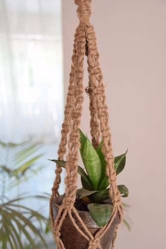 handmade macrame jute plant hanger plant holder 24"