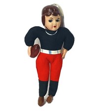VTG Celluloid Stuffed College Football Player Doll Toy 1930s Japan Red Black