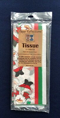 CRAFTS - PAPER REFLECTIONS - TISSUE PAPER - JOLLY SANTA - 10 SHEETS - 20''x 26''