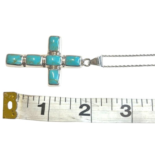 R. H. Macy Silver & Turquoise Cross Necklace, NWT! $250 - Picture 5 of 8