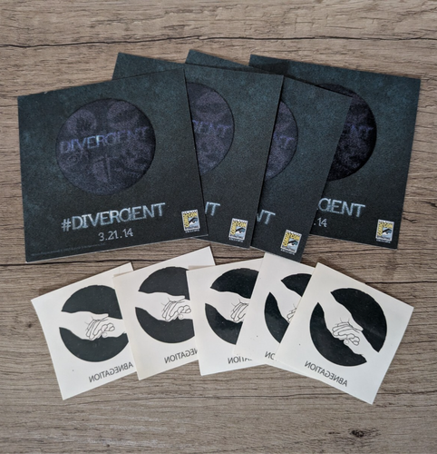 SDCC 2013 Swag Divergent Movie Decal Patch & Abnegation Tattoos Set - Picture 5 of 7