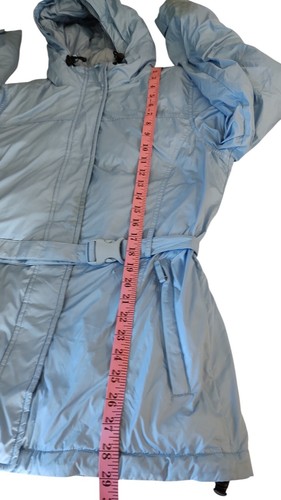 Lands End Down Puffer Jacket Womens Size Small Hooded Adjustable Belt Blue SEE - Picture 11 of 12
