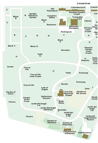 Cemetary Plot in Live Oak Memorial Park, Monrovia, CA,阴影 Evensong 区域 - 第 3 张/共 3 张