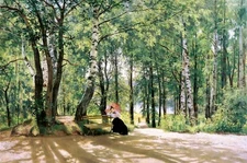 Art Oil painting Shishkin Ivan Ivanovich young woman In the country Hand painted