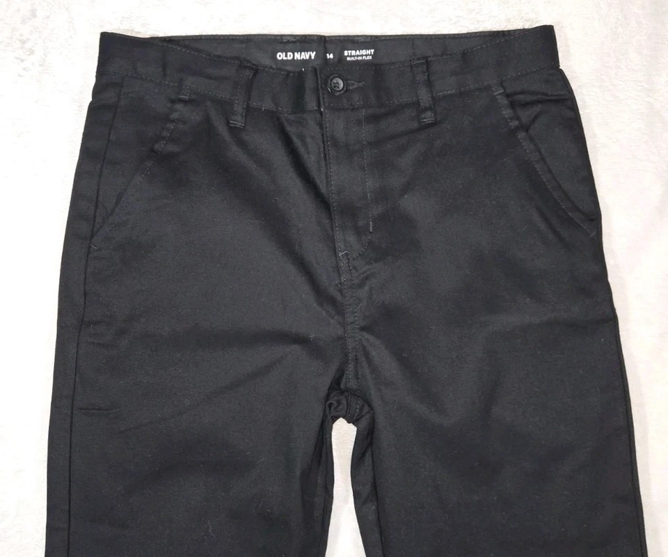 Pantalones rectos negros cintura ajustable 29x27 Old Navy talla 14 para niños Foto 3 de 4