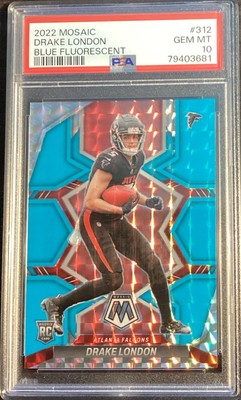 2022 Panini Mosaic Drake London #312 Rookie Blue Fluorescent /15 Falcons! 