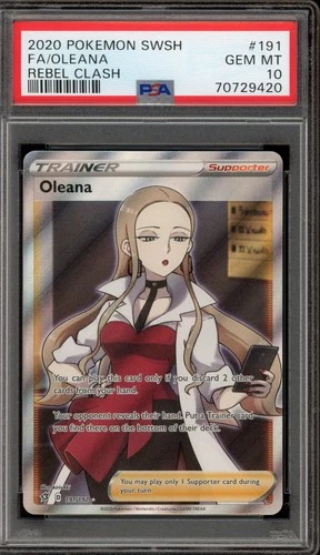 Pokemon Oleana Rebel Clash Full Art #191 PSA 10 Gem Mint