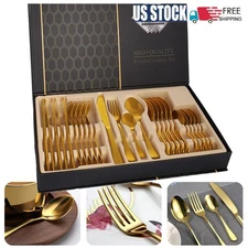 Flatware 24-Piece Stainless Forks Knives Spoons Set Service for 6