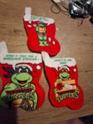 Vintage 1990 Teenage Mutant Ninja Turtles Mini  Christmas Stocking Set Of 3 Nos