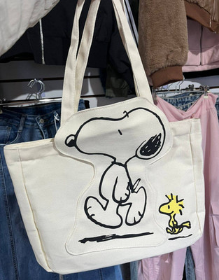Snoopy Canvas Tote Shoulder Bag Cartoon Large Capacity School Student Handbag