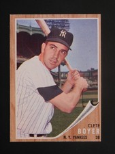 1962 Topps Baseball Card #490 Clete Boyer (EX-MT)