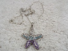 Rhinestone Starfish Pendant Necklace F28 