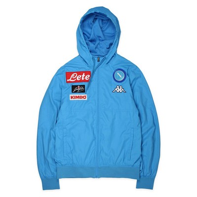 Kappa Napoli Jacke Blau Vintage Hoodie Kapuze Regenjacke