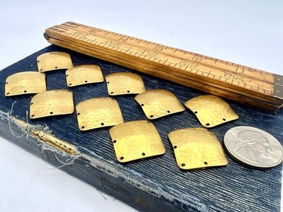 10 Pcs Vintage Hammered Brass 3 To 1 Connectors Square Jewelry Findings RO-DO