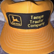 Vtg John Deere Yellow W/Patch Mesh Back Snapback Trucker Hat Louisville Mfg. Co