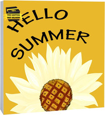 Summer Decorations for Home, Hello Summer Sunflower Wooden Box Sign 6 X 6'', Far