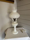 Antique Early 1900’s Milk Glass & Brass Lamp Works