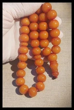Antique 73 Grs   Amber Bakelite Faturan Islam  33+1 Prayer  Beads Rosary