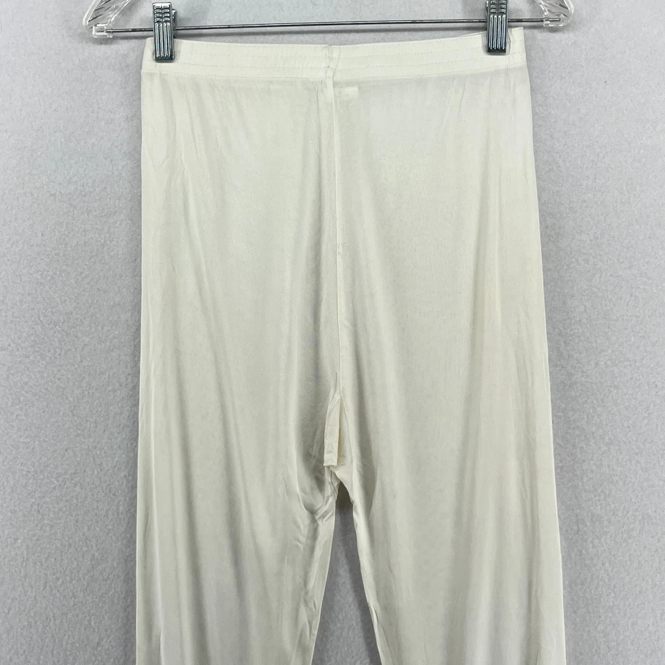 L'ARC EN CIEL Leggings M 100% Silk Base Layer Pull On Lounge Ankle Off White - Image 3 of 4