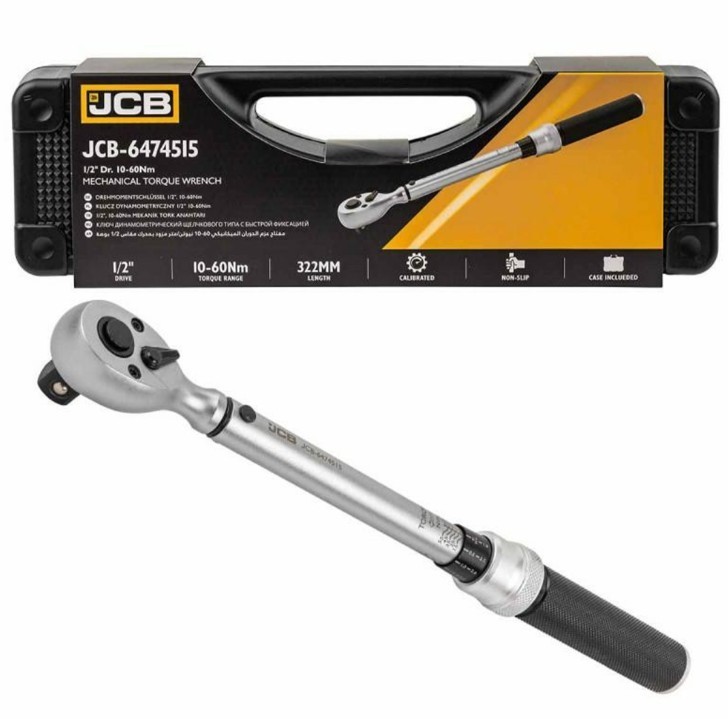 JCB 1/2'' Mechanical Torque Wrench, 10-60 Nm High Tooth Ratchet JCB-6474515