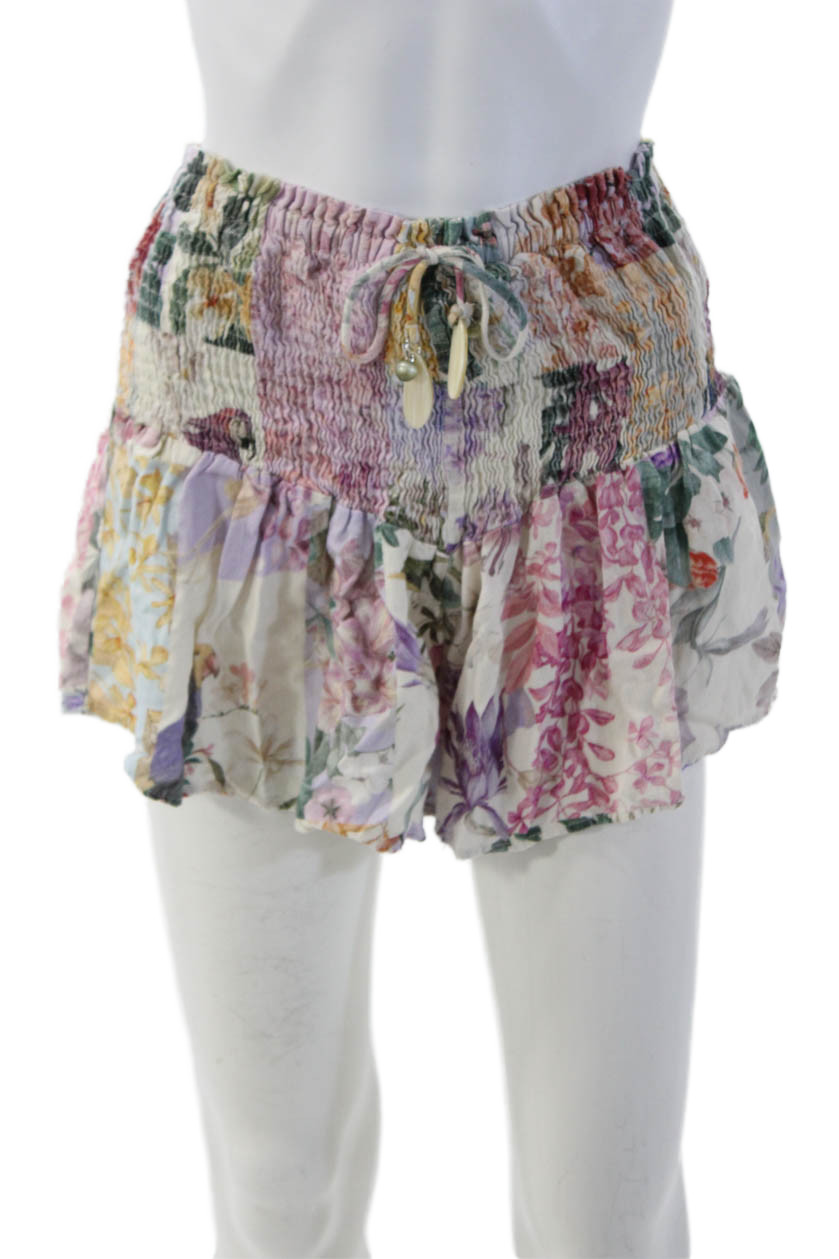 Zara Unisex Pink Floral Cotton Blend Drawstring Bohemian Shorts Size XSFree Shipping in US $100+ Orders | $6.95 Orders Below