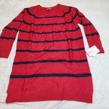 NWT Lularoe Red Blue Striped Romantic Cozy Classic Sweater Shift Dress Small